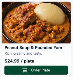 Peanut Soup and Pounded Yam
